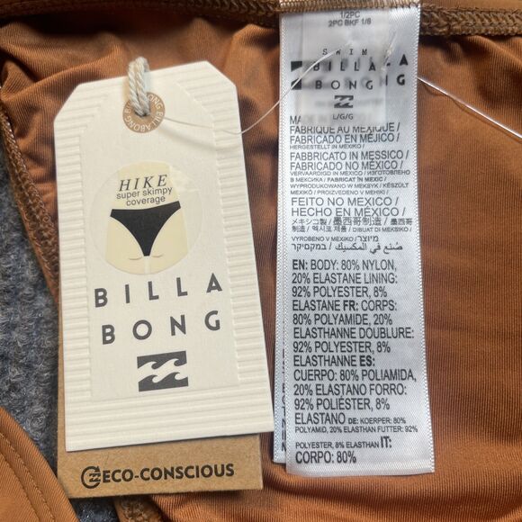 Billabong Large Bikini Bottom Sol Searcher Hike Super Skimpy Coverage Brown NEW - Picture 5 of 10
